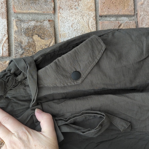 Women's Paperbag Waist Hunter Green Shorts - Picture 7 of 9